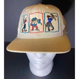 Vtg Acme Looney Tunes Snapback Hat Bugs Taz Wile E. Coyote Cap Golf Y2K USA 1991